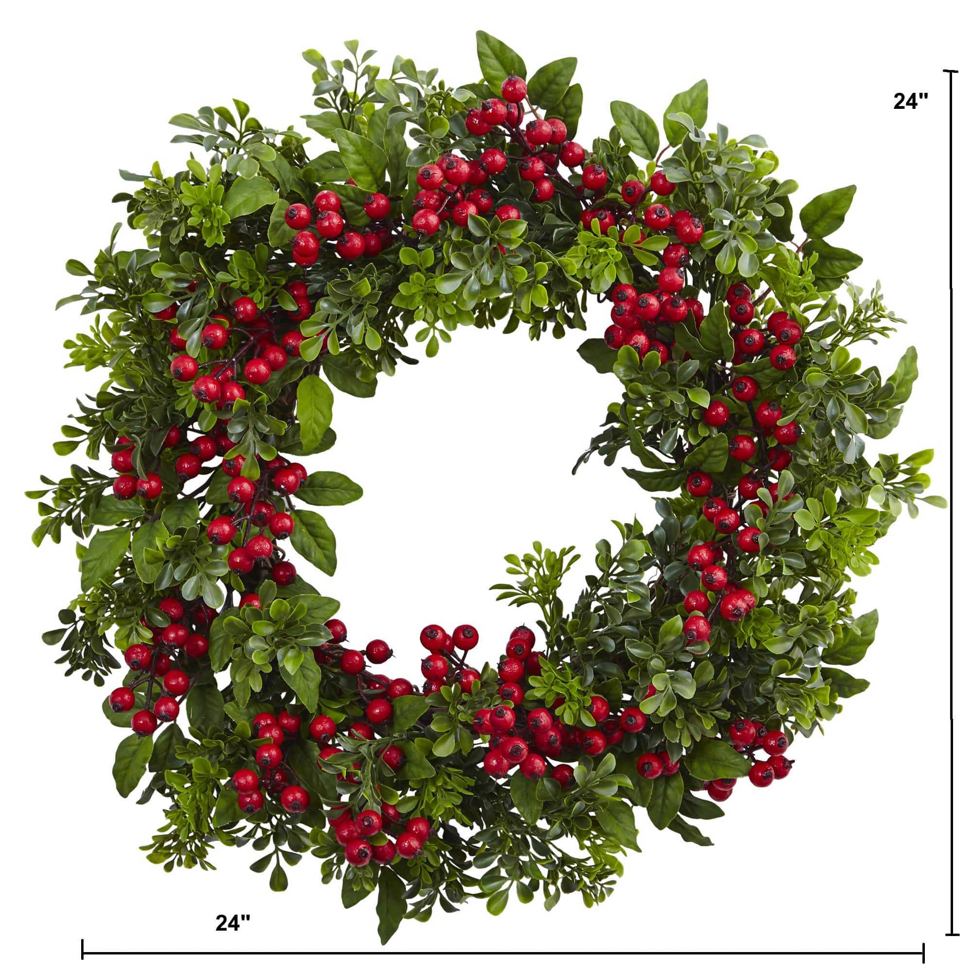 24" Berry Boxwood Wreath